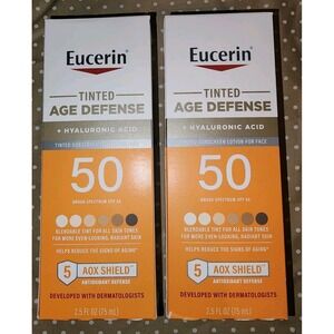 Lot 2 Eucerin Tinted Age Defense Hyaluronic Acid SPF 50 Face Sunscreen Lotion